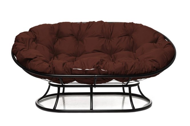 Изображение товара Диван Мамасан черный каркас коричневые мягкие элементы размер 164х75х104 см