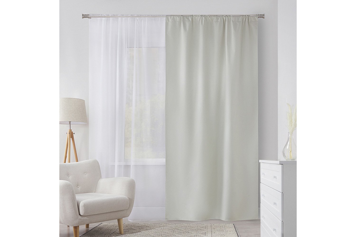 Штора на ленте ESTUDI BLANCO Rebecca 150х275 см, 1 шт., цвет слоновая кость