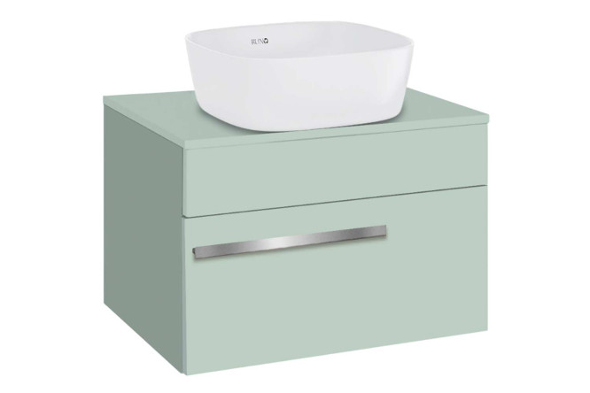 Изображение товара Подвесная тумба RUNO Вудлайн 65 см оливковый цвет без раковины