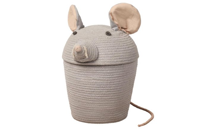 Изображение товара Корзина с крышкой Lorraine Canals Мышонок Рената 25х30х25 см серый