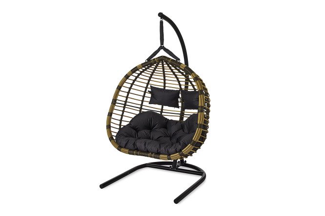Изображение товара Кресло подвесное Siesta tubo цвет основания и каркаса чёрный, отделки бамбук