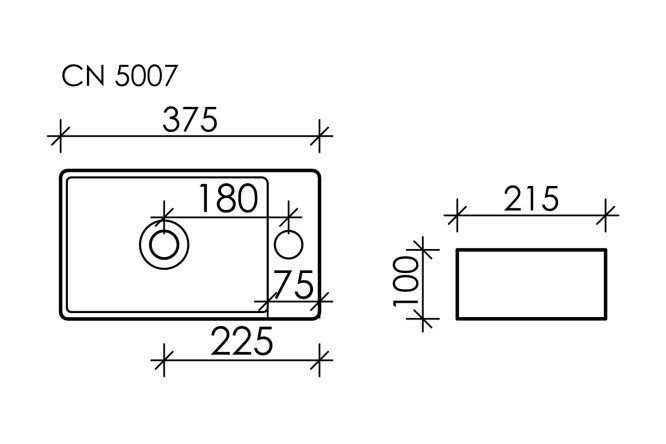 Умывальник накладной CERAMICANOVA Element CN5007 37.5х10х21.5 см
