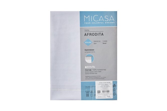 Фото 8 Тюль на ленте MICASA Afrodita 300х280 см, 1 шт., цвет белый