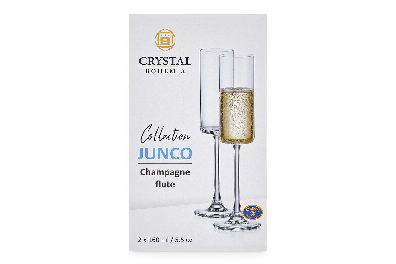 Набор бокалов для шампанского CRYSTAL BOHEMIA Junco 160 мл, 2 шт., Стекло