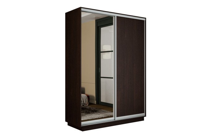 Изображение товара Двухдверный шкаф-купе Slide-2 180x220x45 см венге серебро с зеркалом