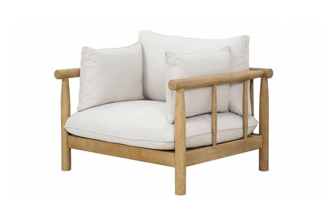 Изображение товара Кресло Bungalow цвет каркаса натуральный тик, мягких элементов бежевое