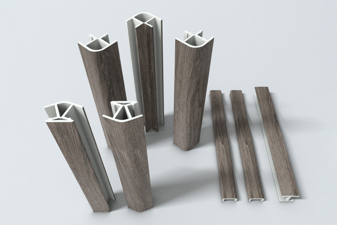 Изображение товара Комплект заглушек 15 см дуб тёмный из ПВХ для мебели и конструкций