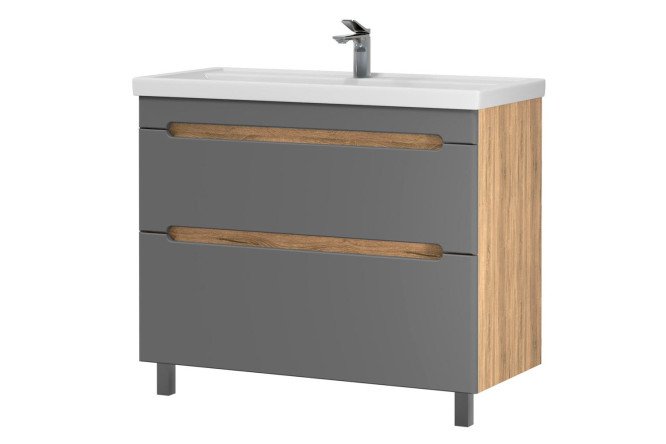 Изображение товара Тумба напольная Sanstar Diva 96.2 см, цвет каркаса дуб вотан, фасада графит софт