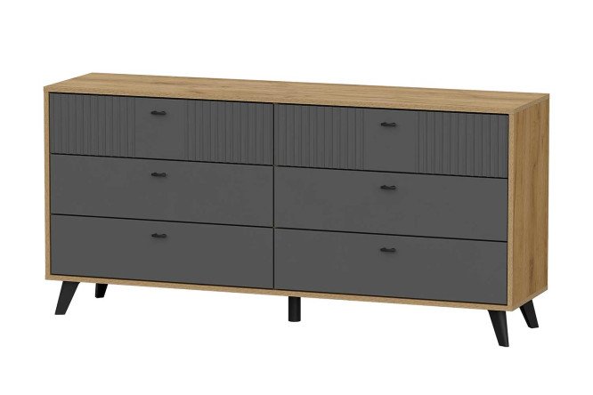 Изображение товара Комод 6 ящиков Барселона графит дуб золотой современная мебель для хранения