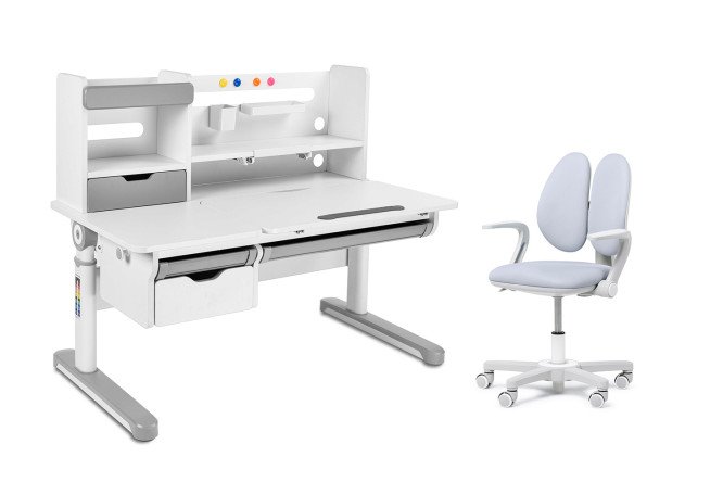 Изображение товара Комплект парта Pensare Grey + кресло Mente Grey с подлокотниками