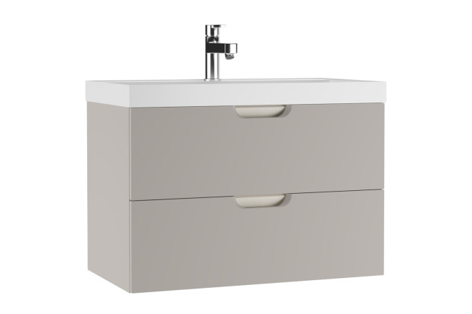 Изображение товара Подвесная тумба под раковину Домино Dune 79 см серый тауп современная мебель для ванной
