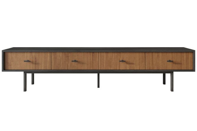 Изображение товара Комод под TV Emerson с 4 ящиками, коричневый и чёрный дизайн