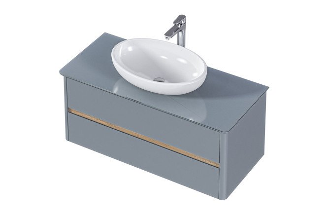 Изображение товара Тумба подвесная 1Marka Monro 100П 2я 100 см, серый дуб Вотан