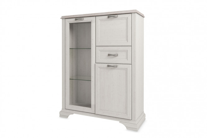 Изображение товара Шкаф с витриной Monako стиль винтаж 104,4х131,8х37,6 см дуб и сосна