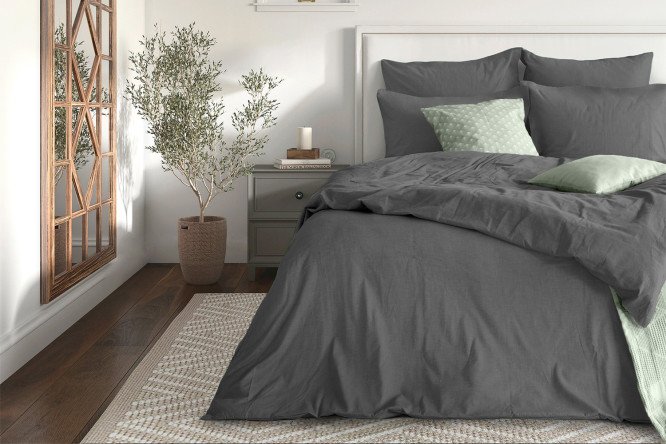 Пододеяльник Sateen Graphite Сатин 180х215 см, 2 спальный