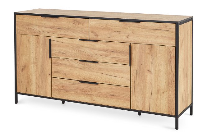 Изображение товара Комод Квадро - стильное решение для хранения с дубовым крафт золотым фасадом