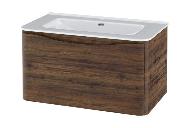 Изображение товара Тумба подвесная RUNO Тоскана 77.4 см тёмное дерево без раковины