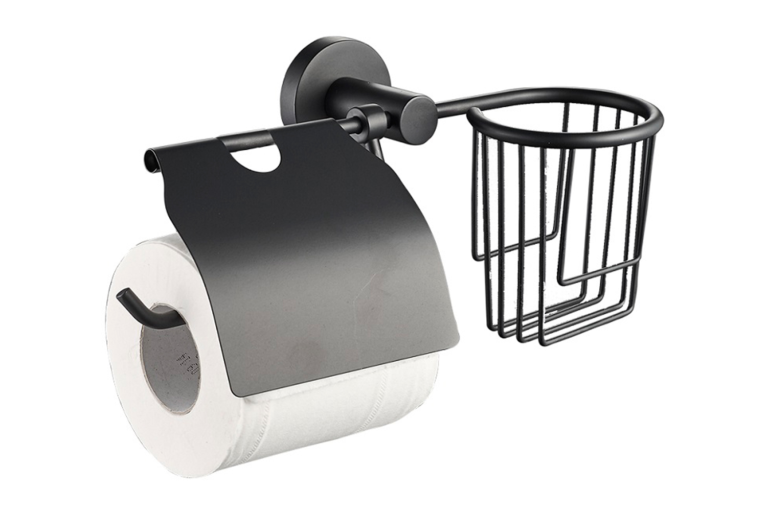 фото Держатель туалетной бумаги с корзиной для освежителя воздуха настенный black 20545 hoff