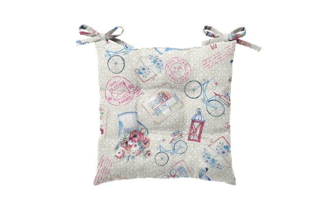 Изображение товара Подушка для стула История Открыток с тафтингом 40х40 см мультиколор