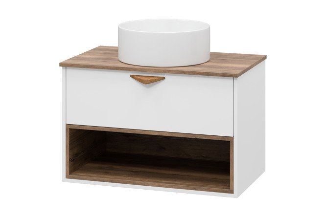 Изображение товара Подвесная тумба Bergen 80x80 см в цвете дуб галифакс олово с белым фасадом