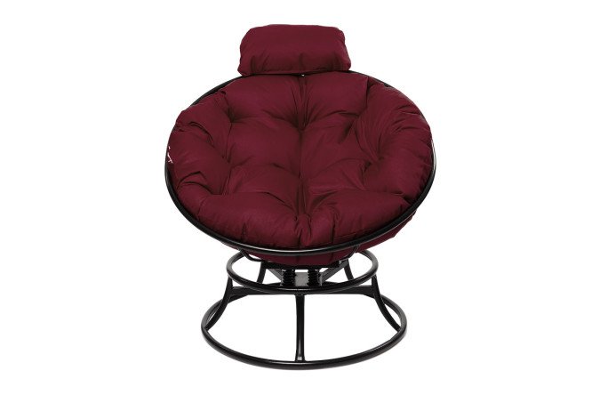 Изображение товара Кресло мини Папасан пружинка цвет каркаса чёрный, мягких элементов бордовый