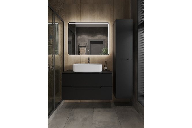 Тумба подвесная Line 100 Li-100TubMDF+B07-600W 100.5 см, цвет каркаса чёрный, фасада чёрный
