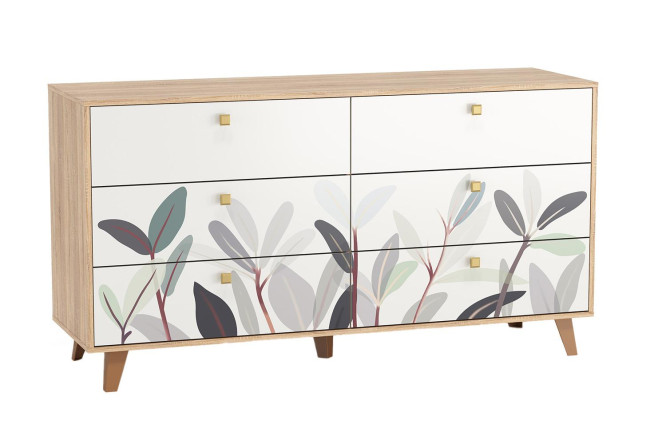 Изображение товара Комод Адажио белый с каркасом дуб Сонома 160х85х50 см