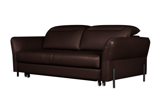 Изображение товара Диван-кровать Мишель из натуральной кожи тёмно-коричневого цвета