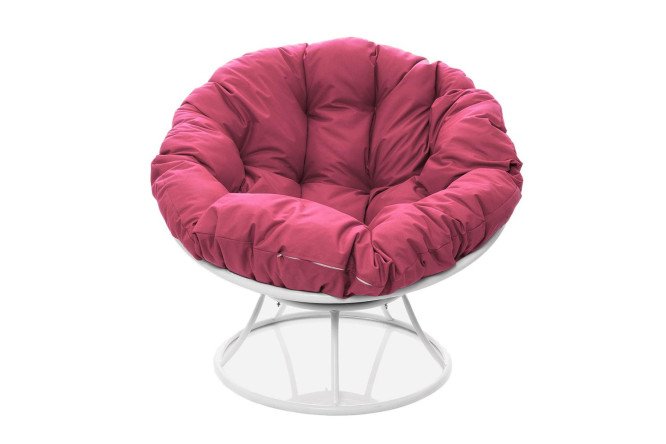 Изображение товара Кресло Папасан белый каркас розовые элементы 107х75х107 см Изображение товара Кресло Папасан белый каркас розовые элементы 107х75х107 см