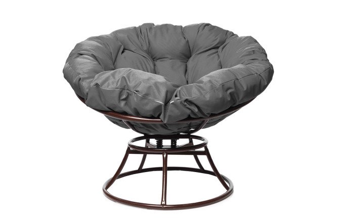 Изображение товара Кресло Папасан пружинка цвет каркаса коричневый, мягких элементов серый