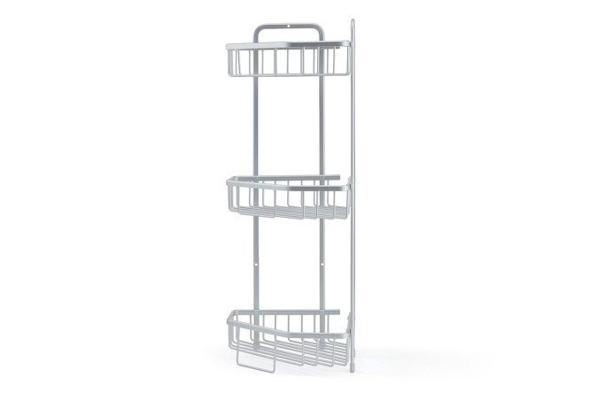 Изображение товара Угловая трехъярусная полка BERKRAFT 73155 30x60x22 см алюминий