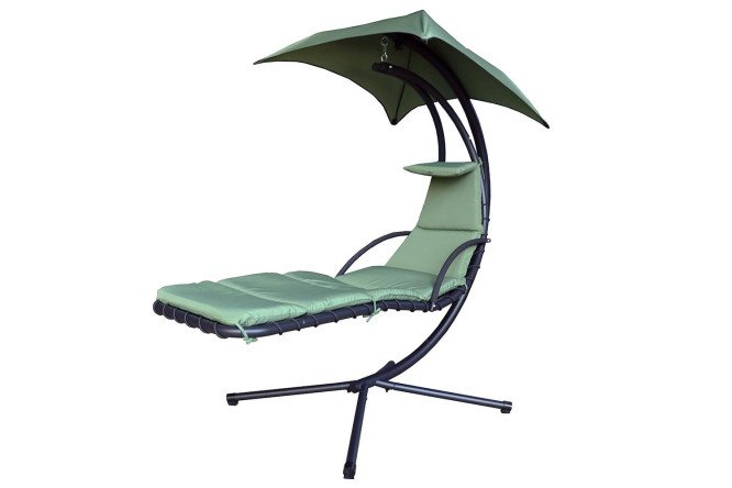 Изображение товара Шезлонг Dream подвесной с зелёными элементами, чёрный каркас