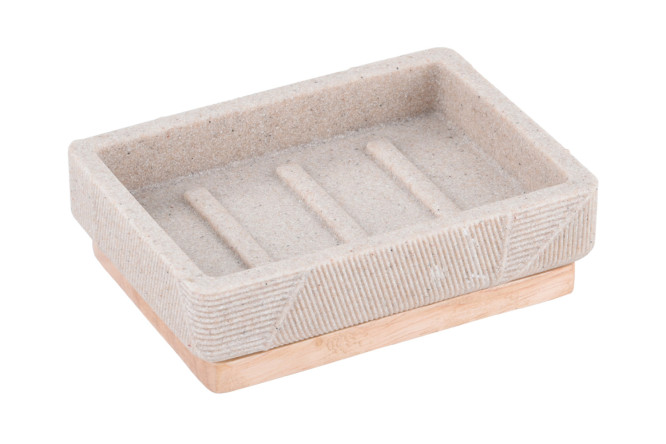 Изображение товара Мыльница Solaris из полирезина и бамбука, песочный цвет