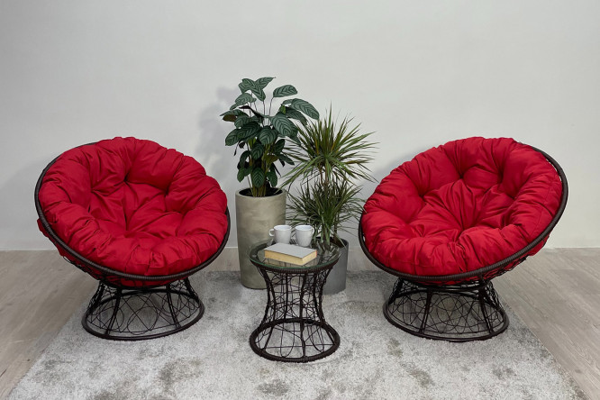 Изображение товара Набор садовой мебели Папасан Плюс коричневый и красный 2 шт.
