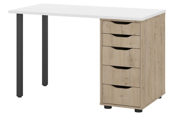 Изображение товара Письменный стол Alexys 120 см с тумбой и квадратными опорами, три цвета