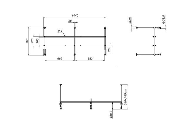 Каркас для ванны W01A 150-070W-R 144х54х66 см