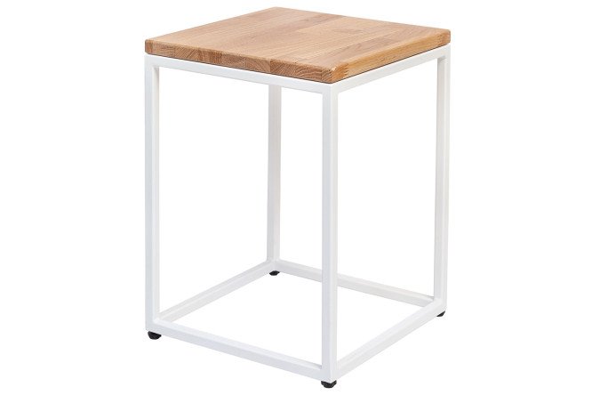 Изображение товара Столик под кашпо Tori 30х42,5х30 см из металла и дуба белый и дуб