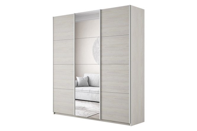 Изображение товара Шкаф-купе 3-дверный Cors-2 210х230х57 см, ясень анкор светлый, с одним зеркалом