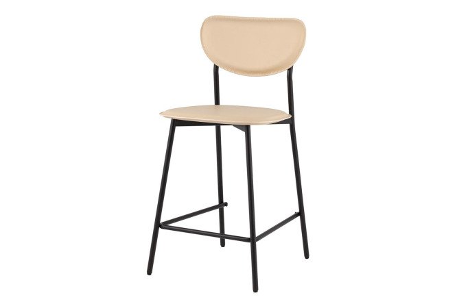 Изображение товара Стул барный Stool Group Minnie 42х89х49.5 см, цвет обивки бежевый, ножек чёрный