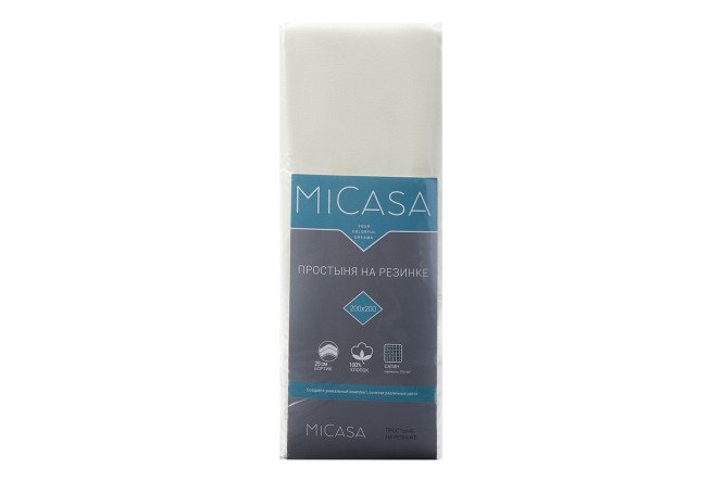 Простыня на резинке MICASA Calma Сатин 180х200 см