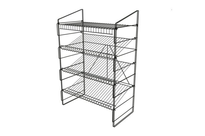 Изображение товара Обувница Line 62.1х93.1х33.5 см для хранения обуви из стали в черном муаре