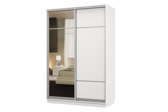 Изображение товара Шкаф-купе 2-дверный Практик 150x240x45 см белый с зеркалом