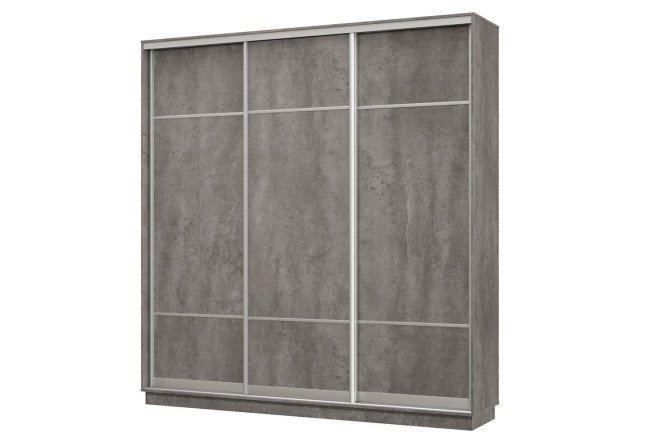 Изображение товара Шкаф-купе 3-дверный Практик 210х220х45 см, бетон, цвет профиля - серебро