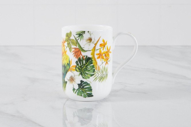 Изображение товара Кружка BERKRAFT Тропики 415 мл из костяного фарфора мультиколор