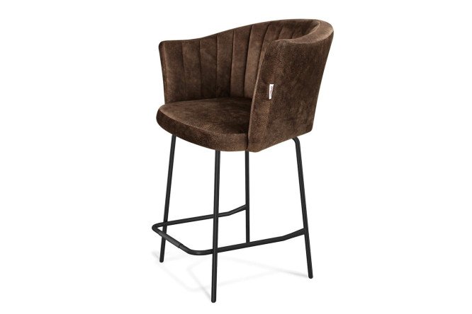 Изображение товара Стул полубарный SHT-ST42-1 с подлокотниками 62х103х59.2 см, цвет обивки кофейный трюфель, ножек чёрный муар