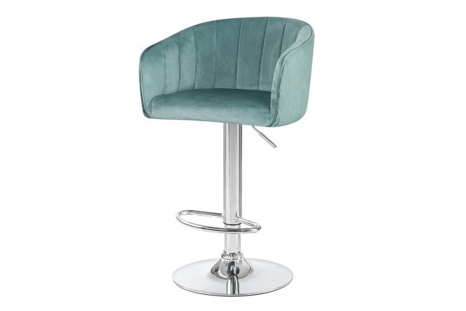 Изображение товара Стул барный DOBRIN Darcy 51х86х46 см, цвет обивки мятный, ножек хром