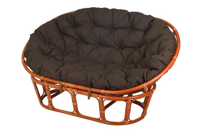 Изображение товара Диван Мамасан коньячный с коричневыми мягкими элементами 170х85х105 см