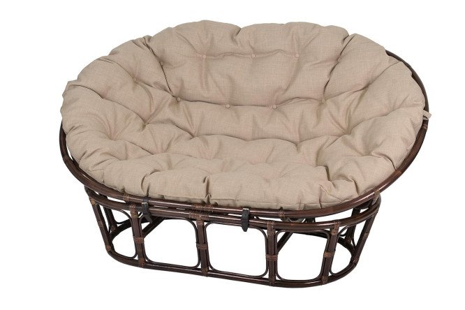 Изображение товара Диван Мамасан тёмно-коричневый каркас, бежевые мягкие элементы, комфортный размер