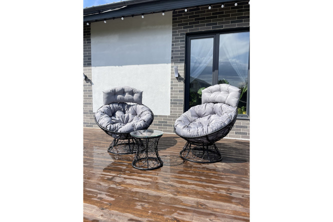 Изображение товара Набор садовой мебели Папасан Плюс чёрный светло-серый без сборки