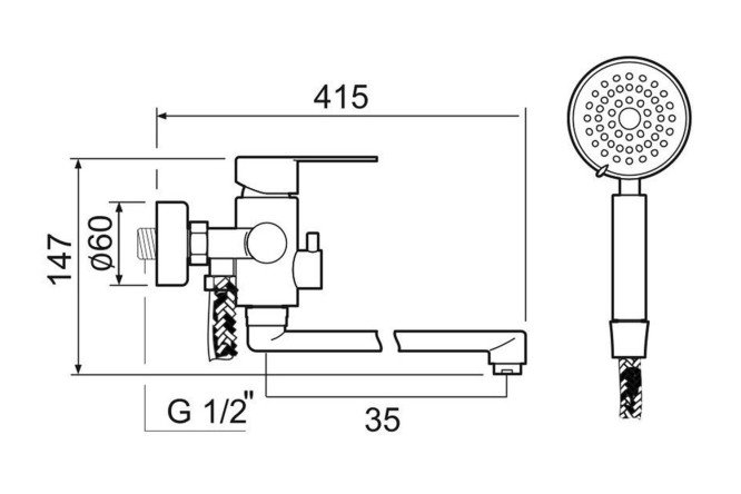 Смеситель для ванны РМС SUS124 BL-006EP